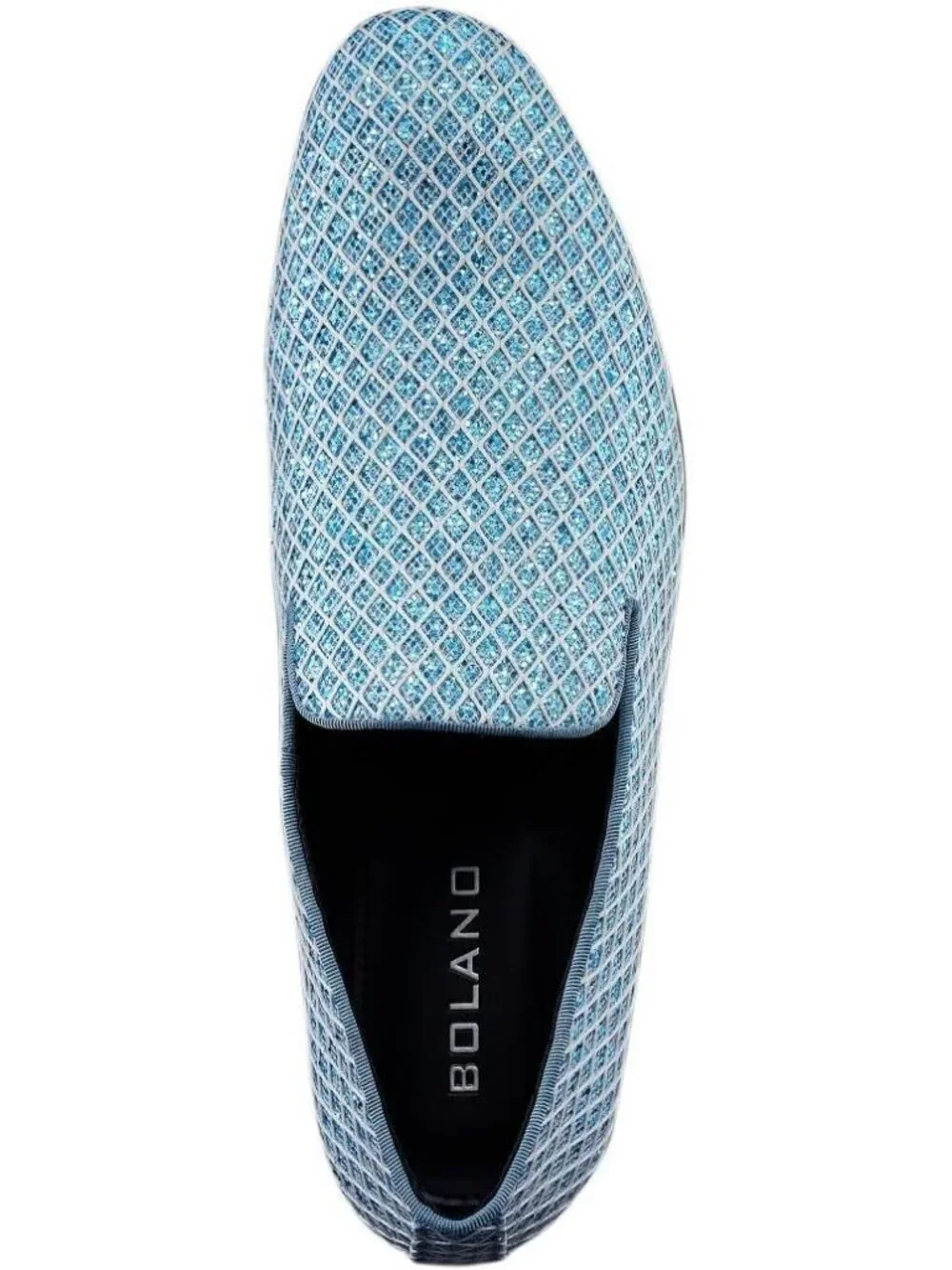 Bolano Men's Turquoise Glitter Loafers Slip On Metallic Tuxedo Block Heel Shoes
